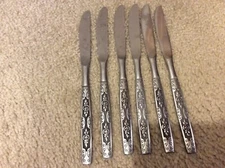 FLATWARE ONEIDA NORTHLAND JAPAN STAINLESS STEEL SET OF 6 Butter Knives Floral