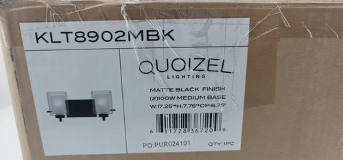 Quoizel KLT8902MBK Kolt Vanity, 2-Light 200 Total Watts, Matte Black - Picture 2 of 6