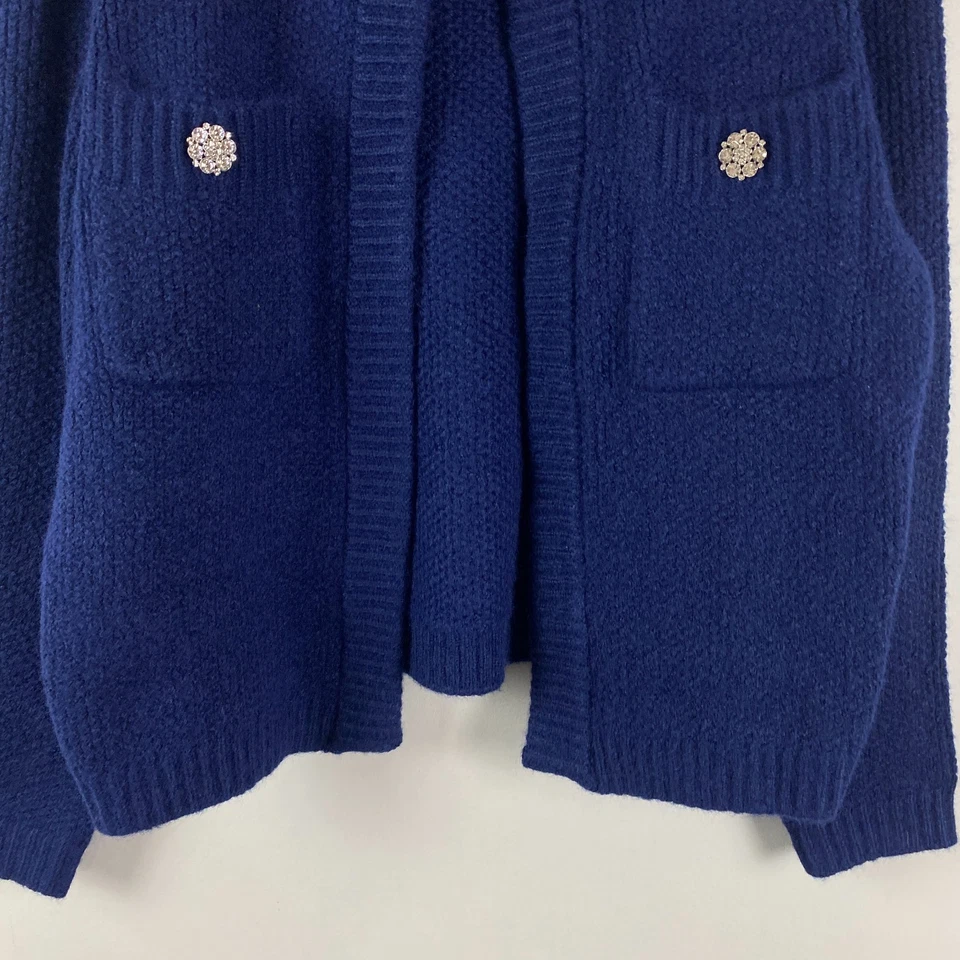 Ann Taylor Jeweled Button Pocket Sweater Jacket Size XL Open Front Heavy Knit - Image 3 of 4