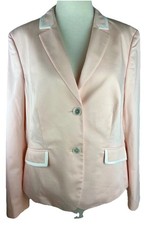 NWT Bloomingdale  s BASLER Two Button Pink White Trim Cotton Blazer Sz US 8-10