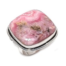 Rhodochrosite Gemstone 925 Sterling Silver Jewelry Ring Size 7.5 Gift for Her m3