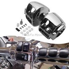 Chrome Handlebar Control Switch Housing Cover Kit For Harley Road King Sportster