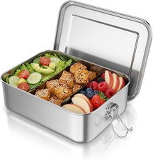 Lunchbox Brotdose Auslaufsicher Bento-Box Brotzeit-Dose aus Edelstahl mit Fächer