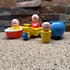 VTG 1970s Fisher Price Jumbo Little People Bath Toys Teapot Boat Trike