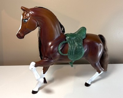 Vintage Sparkle Beauties Barbie Horse Emerald Green Model Brown 