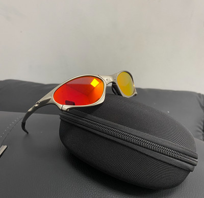 Oakley Penny X-Mental Polarized Sunglasses Ruby Lens Silver Frame Vintage