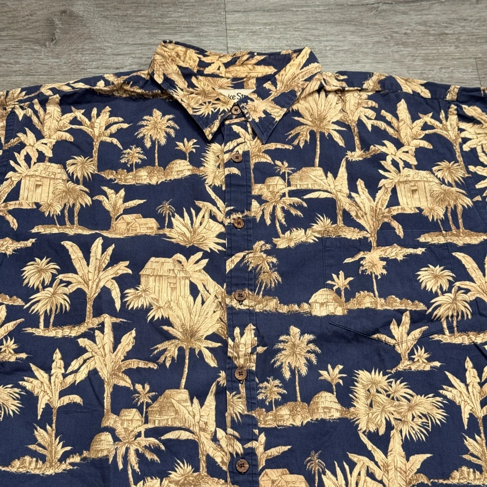Рубашка мужская Cooke Street 2XL синяя с цветочным узором с коротким рукавом на пуговицах гавайская повседневная - Изображение 2 из 4