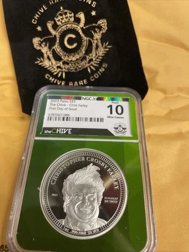 Chris Farley Palau 2023 $5 1 Oz Silver Coin: The Chive-NGC X-Proof 10