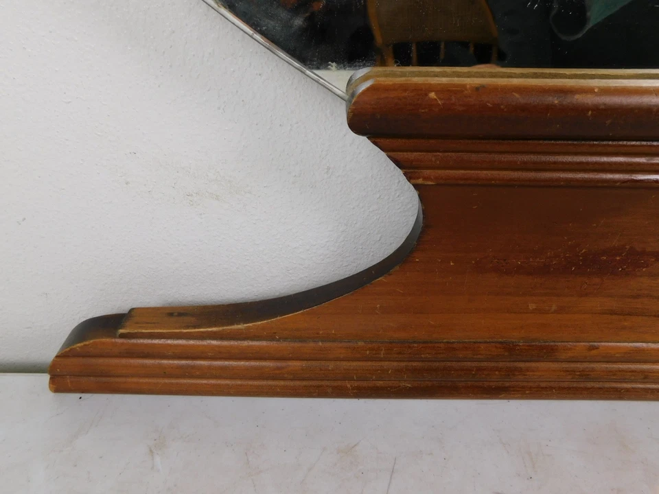 Espejo redondo 28" y marco ¡SOLO! Tocador cascada Art Deco antiguo años 30 sin restaurar Foto 4 de 4