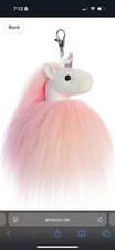 5 Inch Fluffy Pink Unicorn Plush Clip On Keychain by Aurora