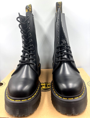 Dr Martens Black Jadon Hi Smooth Leather Plateau Boots Size UK 8 EU 42