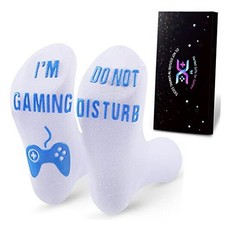 Do Not Disturb I'M Gaming Socks, Men Gifts Ideas Valentines Large White Blue