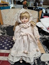 8" Vtg Doll Porcelain Head,Legs,Hands Dress Some Stains