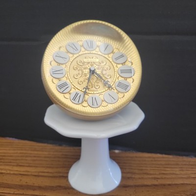 RARE IMHOF Swiss 15 Jewel Lucite Sphere Ball Desk Clock Works 244B6671