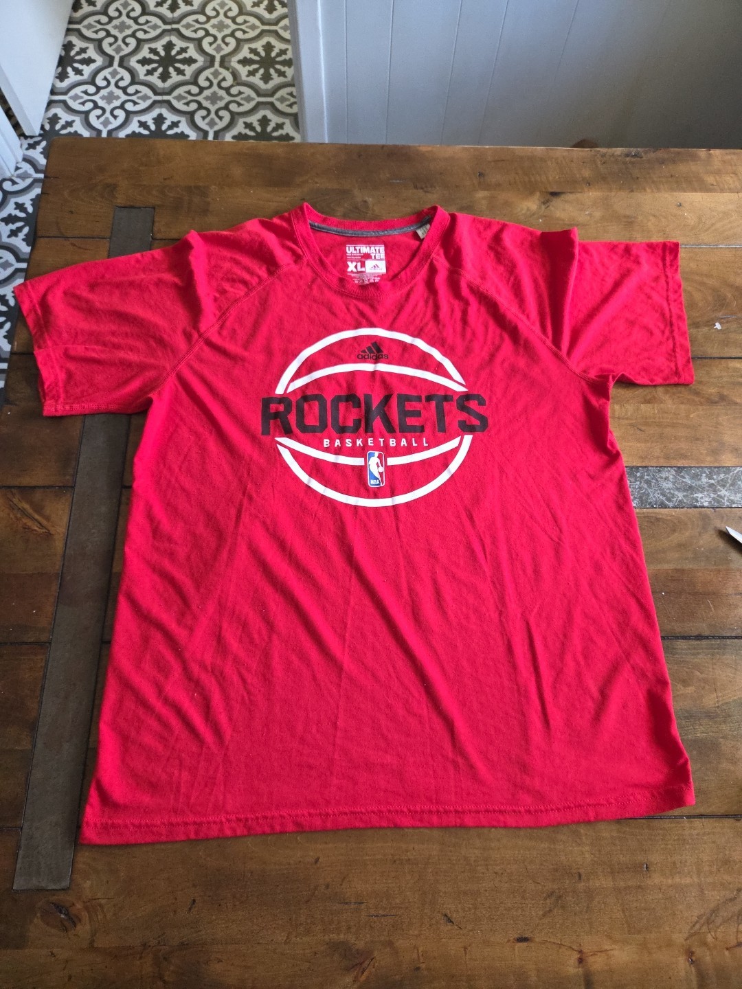 adidas Houston Rockets Ultimate Tee Mens XL Red NBA Performance Basketball Shirt