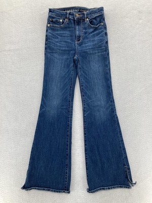 American Eagle Jeans Womens Blue Super Hi-Rise Flare Next Level
