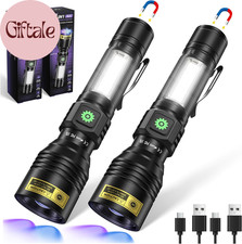 UV Flashlight 365Nm  395Nm Dual Black Light, Powerful USB Rechargeable Ultravio