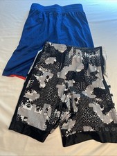 Two Pairs Large Nike Boys Dry Dri Fit Shorts Black White Blue Red Drifit Sports
