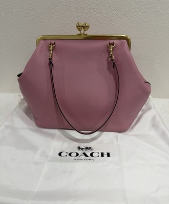 Coach Large Kisslock Frame Bag Pink NWT Rare Reissue CBR51 Gold