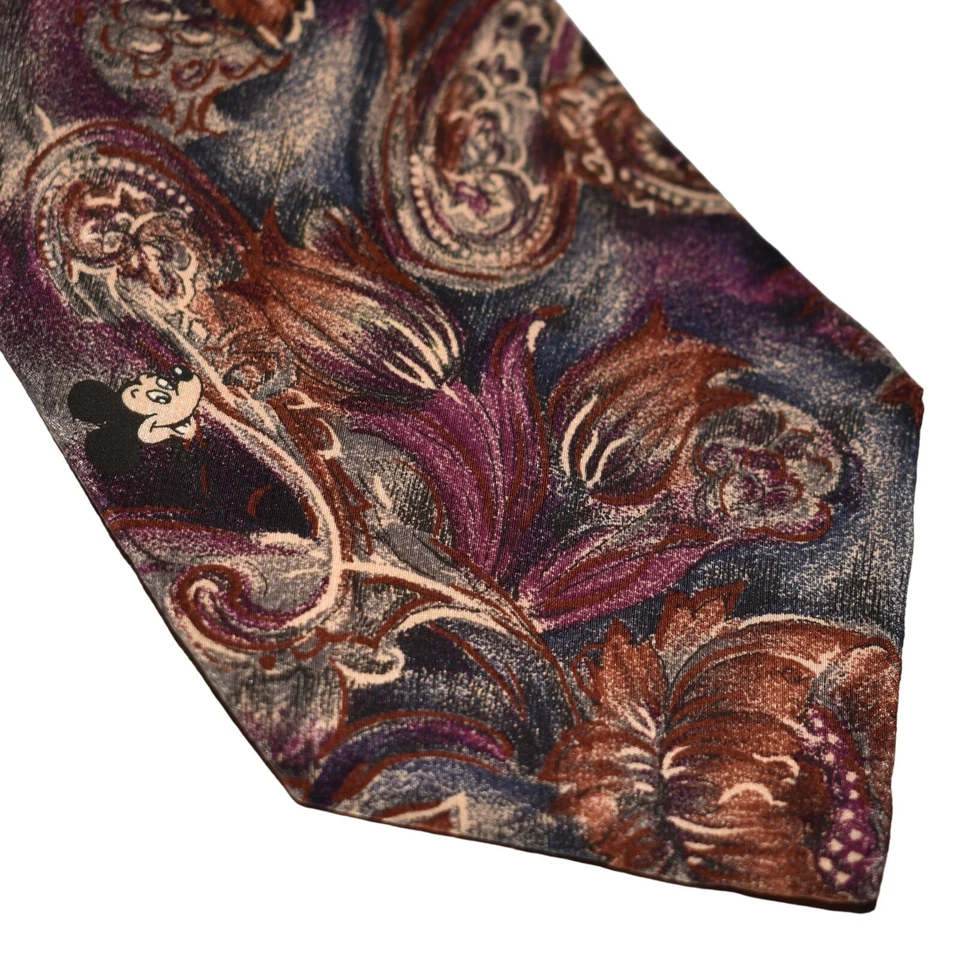 Corbata de seda floral de Mickey Mouse de cachemira de Disney ORIGINALS $64 3,5" de ancho Foto 3 de 4