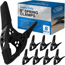 Lot of 8-6" Inch Spring Clamp Large Super Heavy Duty Spring Metal All Black - 2.