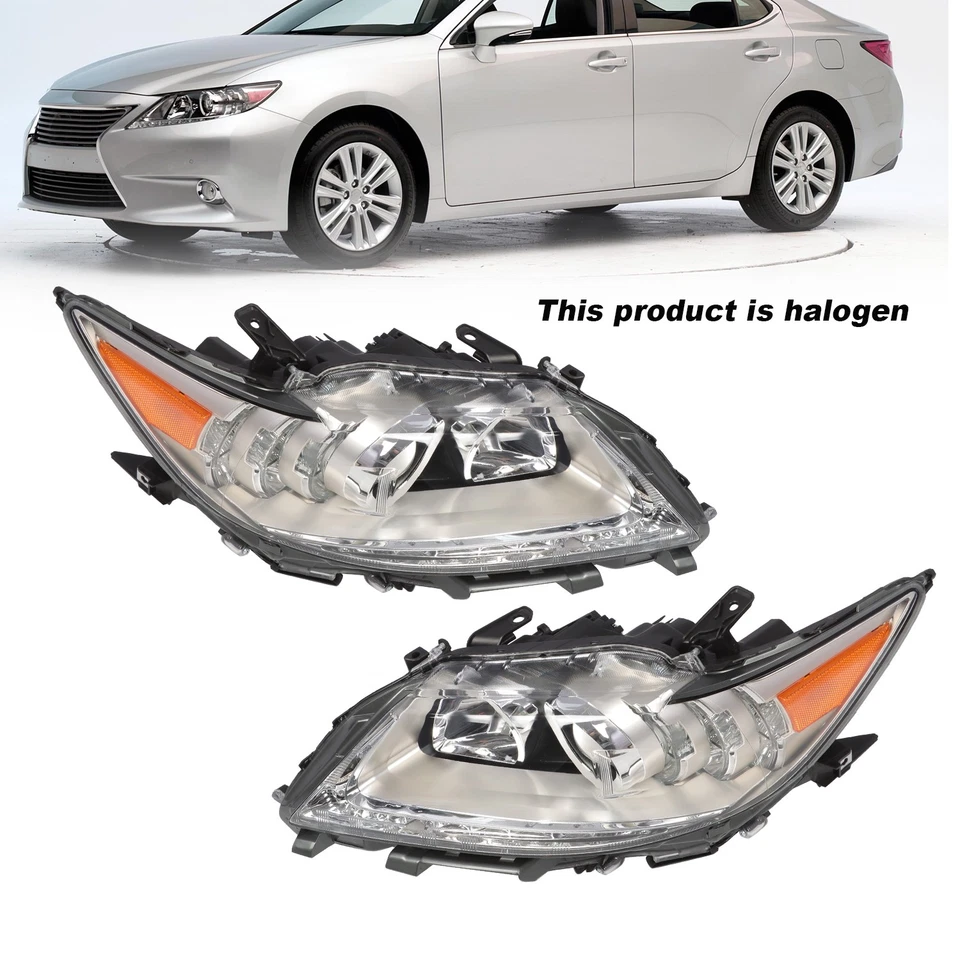 Pair Headlights For 2013 2014 2015 Lexus ES300h ES350 LH+RH Halogen Headlamps - Image 3 of 4