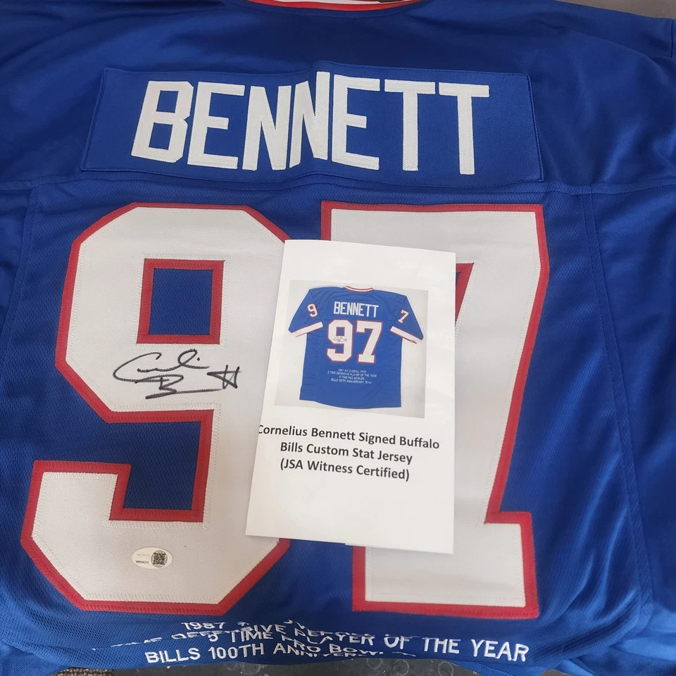 Camiseta deportiva personalizada Buffalo Bills, Cornelius Bennett, firmada XL, autenticada por JSA Foto 3 de 4