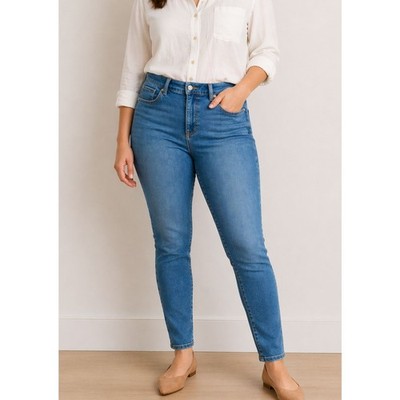 LOFT Curvy Skinny 10 / 30 Women's Solid High Rise Stretch Jeans