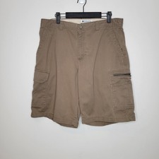 Columbia Men Cargo Shorts 34 Brown 10" Inseam 100 Cotton Hiking Outdoors