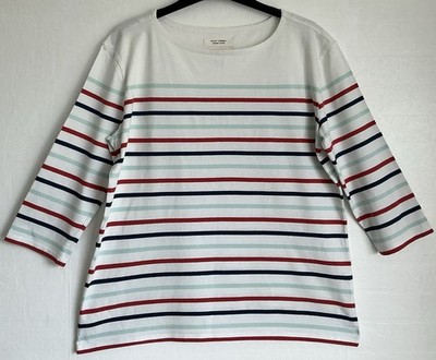 Seasalt Cornwall The Sailor Top White Striped Size 16 Organic Cotton Free P&P