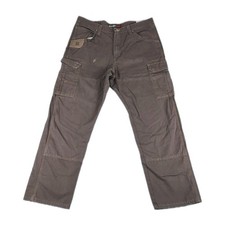 Wrangler Riggs Double Knee Cargo Pant Mens 38X32 Brown Ranger Ripstop Carpenter