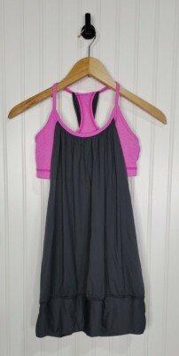 Lululemon No Limits Tank Top Women's Size 4 Gray /Pink 2 In 1