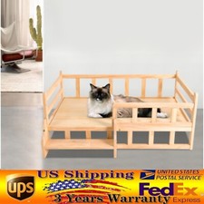 Solid Pine Wood Pet Bed Frame Elevated Fence Dog Cat Bed Rounded Corners New
