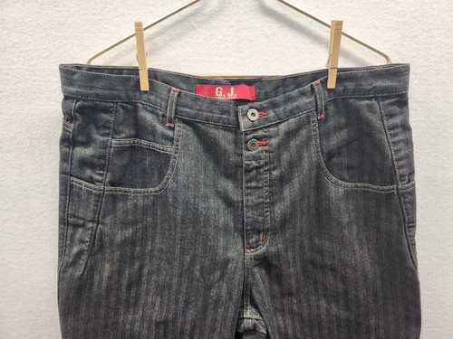 Guess Jeans Men's 38x34 Black Chevron Pattern Baggy Tapered Double Button Denim - Picture 2 of 11