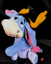 Disney Winnie the Pooh Eeyore with Reindeer Antlers Bean Bag Plush 7"x4"x6"