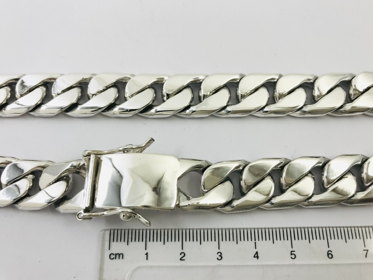 Heavy Long Taxco, Mexican 925 Sterling Silver Curb Chain Heavy Long Taxco, Mexican 925 Sterling Silver Curb Chain