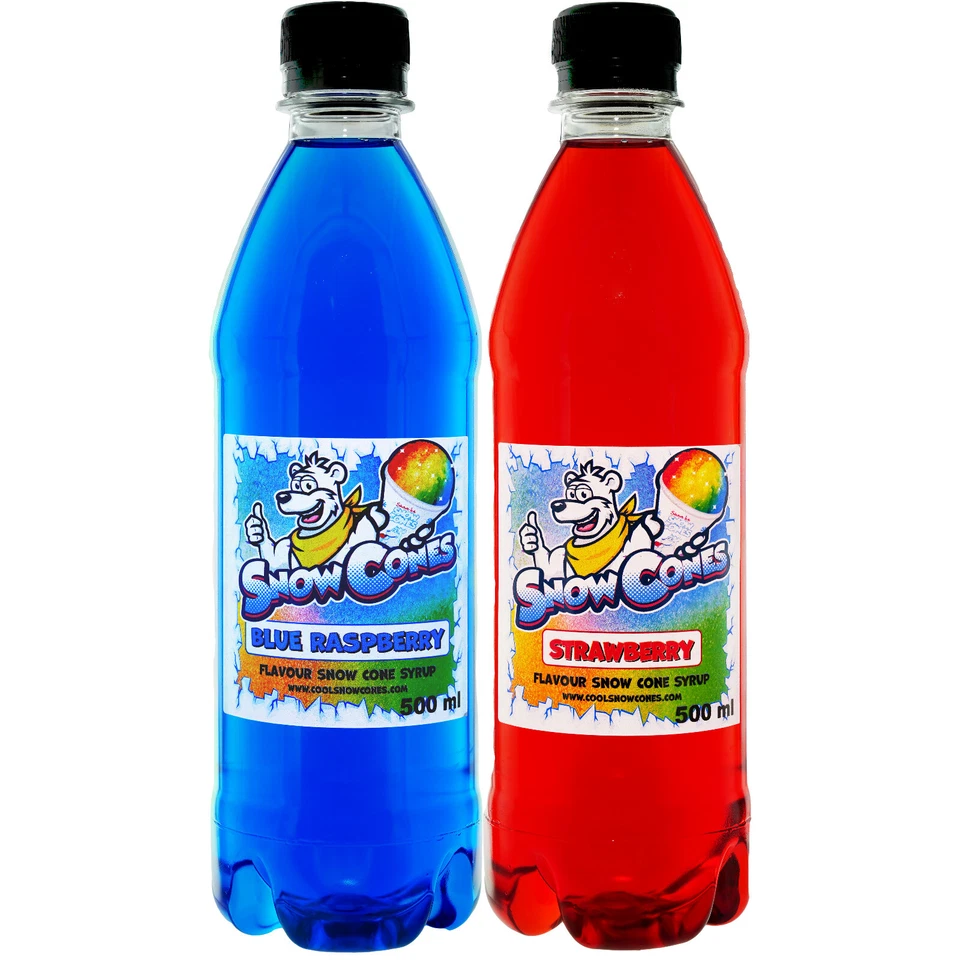 Slush Puppie / Snow Cone Syrup - 2 x 500ml Blue Raspberry & Strawberry !
