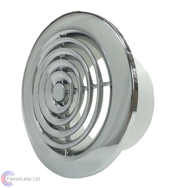 Internal Ventilation Grille Round Chrome 4" 100mm Duct Extractor Fan