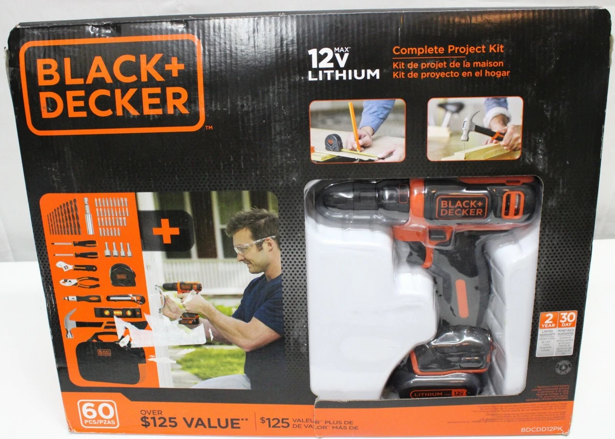 Black & Decker Bdcdd12pk 12-Volt Variable Speed Lithium-Ion Drill Project Kit