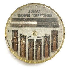 VTG Sears Craftsman Rotary Screwdriver Bit Holder W/6 Bits & Magnetic Bit Holder