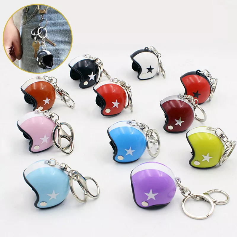 Motorcycle Safety Helmet Keychain Creative Key Ring Car Pendant Decor Gift