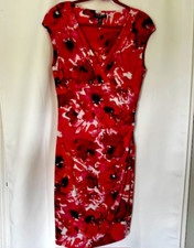 Lauren Ralph Lauren Pink Floral Sheath Cap Sleeve Ruched Dress Size 10