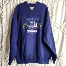 Vintage 90s Yellowstone Graphic Snowflake Winter Outdoors Sweatshirt sz Large