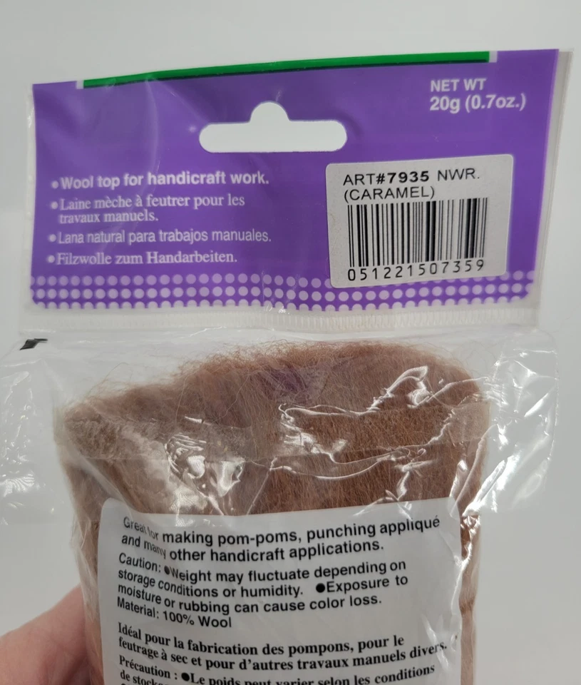 Natural Wool Roving Clover Mfg. Carmel Color 7 oz. Felting Crafting Spinning - Image 3 of 4