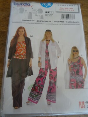 7638 MUSTER'' BURDA 6 CREATIONS HOSE WEIT TOP JACKE POP 38 BIS 52  