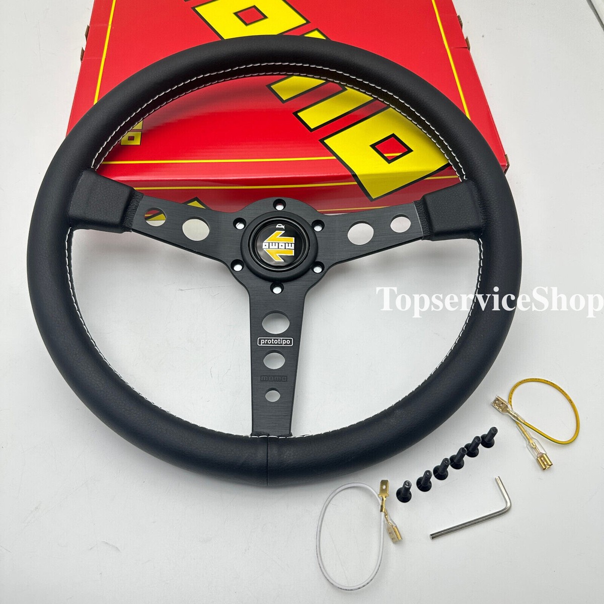 MOMO prototipo 345mm （350mm） MOMO prototipo 350mm 14' Genuine Leather Thickened Spoke Sport