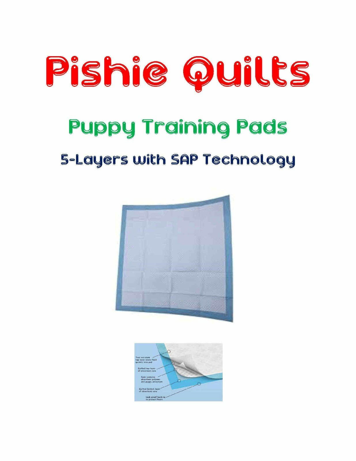 Odor Fighting SUPER ABSORB Puppy Pads 23x24" 5Layer Polymer Long