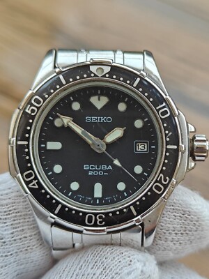 1990s JAPAN SEIKO SBBC005 (7N35-600A) SCUBA 200m Diver Quartz Men's Wristwatch