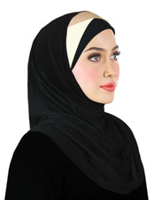 Junior Size Festive Amira Cotton Hijab 1 Piece 2 Tone Color Pleats For Girl's