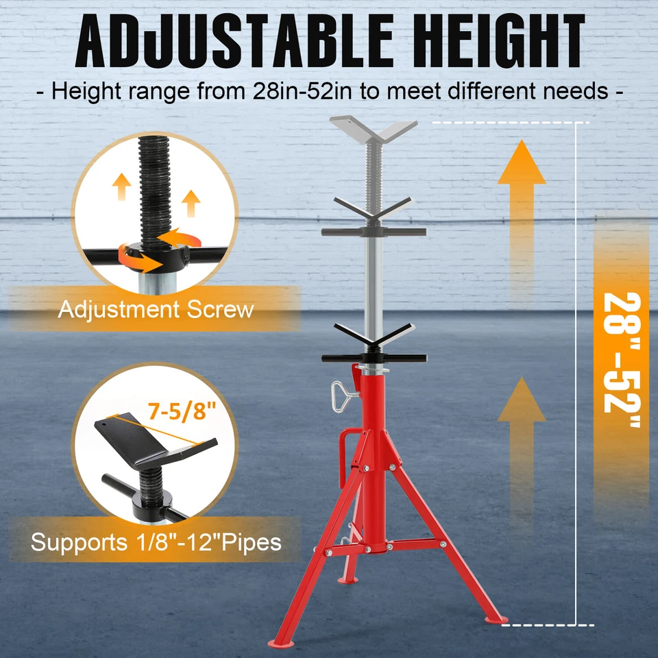 Soporte de gato con cabeza en V 28"-52" soporte de tubo plegable 2500 lb soporte de estabilidad de acero Foto 3 de 4